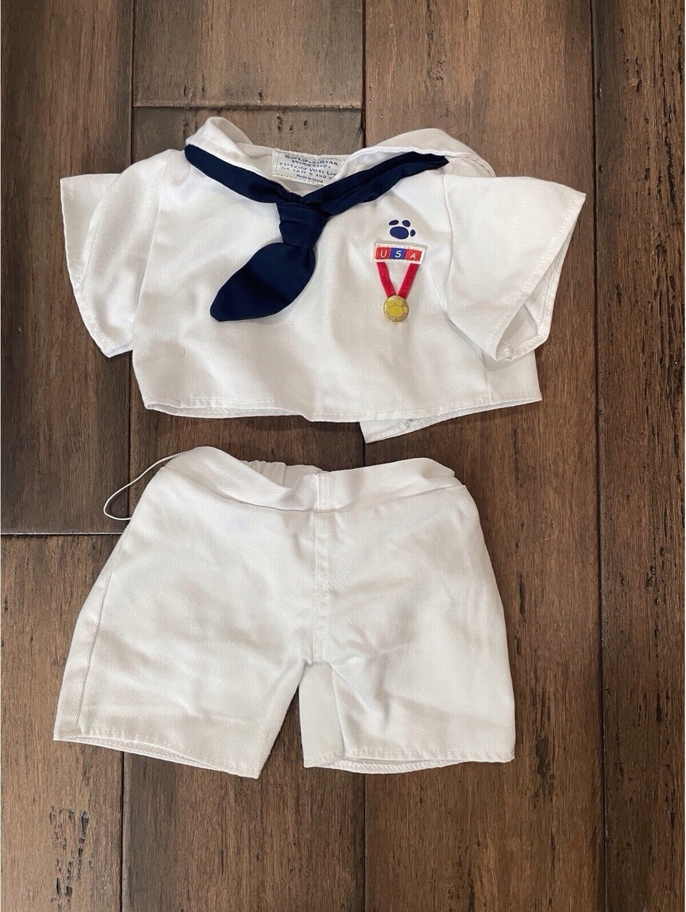 Build A Bear Sailor Outfit Shirt & Pants White Blue